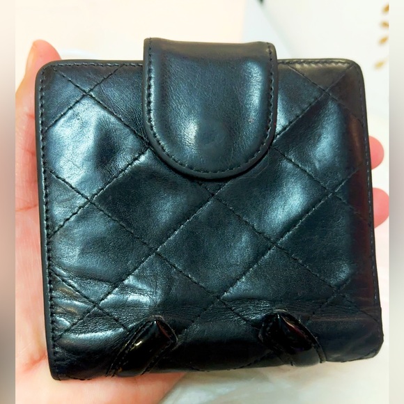 CHANEL Wallet Quilted Leather Purse Cambon CC Compact Black - Picture 10 of 14